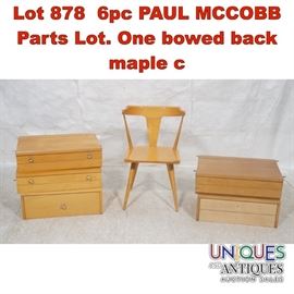 Lot 878 6pc PAUL MCCOBB Parts Lot. One bowed back maple c