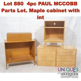 Lot 880 4pc PAUL MCCOBB Parts Lot. Maple cabinet with int