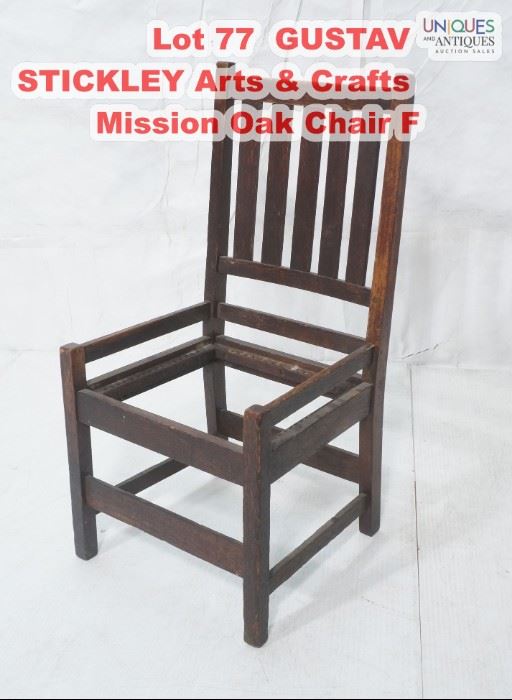 Lot 77 GUSTAV STICKLEY Arts  Crafts Mission Oak Chair F