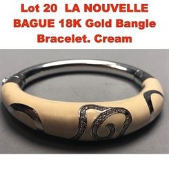 Lot 20 LA NOUVELLE BAGUE 18K Gold Bangle Bracelet. Cream