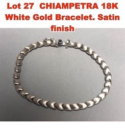 Lot 27 CHIAMPETRA 18K White Gold Bracelet. Satin finish