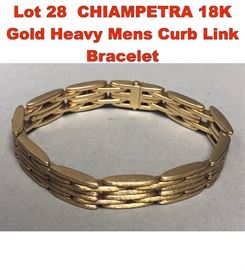 Lot 28 CHIAMPETRA 18K Gold Heavy Mens Curb Link Bracelet