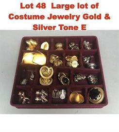 Lot 48 Large lot of Costume Jewelry Gold Silver Tone E