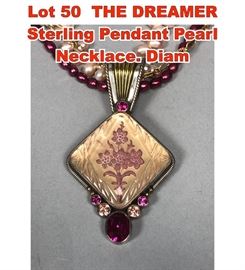 Lot 50 THE DREAMER Sterling Pendant Pearl Necklace. Diam