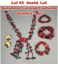 Lot 52 Asstd. Lot Autumnal Colored Costume Jewelry. 3 st