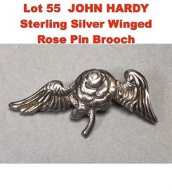 Lot 55 JOHN HARDY Sterling Silver Winged Rose Pin Brooch