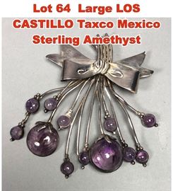 Lot 64 Large LOS CASTILLO Taxco Mexico Sterling Amethyst