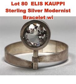 Lot 80 ELIS KAUPPI Sterling Silver Modernist Bracelet wi