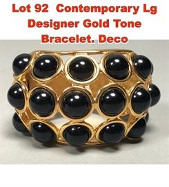 Lot 92 Contemporary Lg Designer Gold Tone Bracelet. Deco