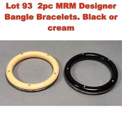 Lot 93 2pc MRM Designer Bangle Bracelets. Black or cream