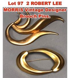 Lot 97 2 ROBERT LEE MORRIS Vintage Designer Brooch Pins.