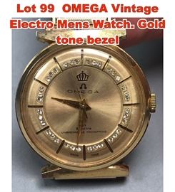 Lot 99 OMEGA Vintage Electro Mens Watch. Gold tone bezel