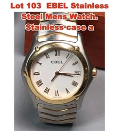 Lot 103 EBEL Stainless Steel Mens Watch. Stainless case a