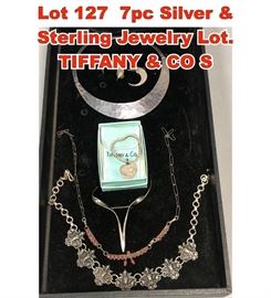 Lot 127 7pc Silver Sterling Jewelry Lot. TIFFANY CO S