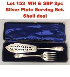 Lot 153 WH SBP 2pc Silver Plate Serving Set. Shell desi