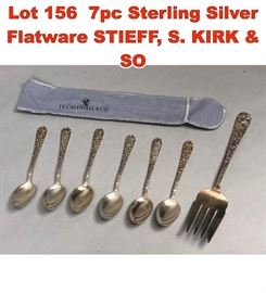 Lot 156 7pc Sterling Silver Flatware STIEFF, S. KIRK SO