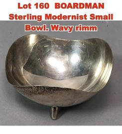 Lot 160 BOARDMAN Sterling Modernist Small Bowl. Wavy rimm