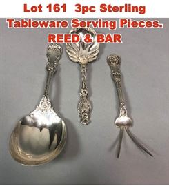 Lot 161 3pc Sterling Tableware Serving Pieces. REED BAR