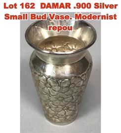 Lot 162 DAMAR .900 Silver Small Bud Vase. Modernist repou