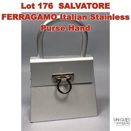 Lot 176 SALVATORE FERRAGAMO Italian Stainless Purse Hand