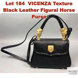 Lot 184 VICENZA Texture Black Leather Figural Horse Purse