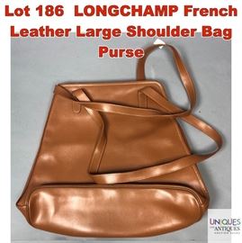 Lot 186 LONGCHAMP French Leather Large Shoulder Bag Purse