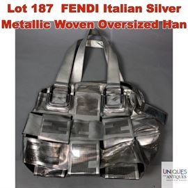 Lot 187 FENDI Italian Silver Metallic Woven Oversized Han