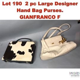 Lot 190 2 pc Large Designer Hand Bag Purses. GIANFRANCO F