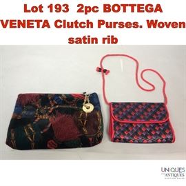 Lot 193 2pc BOTTEGA VENETA Clutch Purses. Woven satin rib