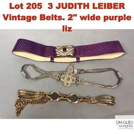 Lot 205 3 JUDITH LEIBER Vintage Belts