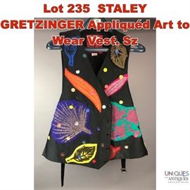 Lot 235 STALEY GRETZINGER Appliqued Art to Wear Vest. Sz