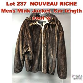 Lot 237 NOUVEAU RICHE Mens Mink Jacket. Car length coat w
