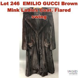 Lot 246 EMILIO GUCCI Brown Mink Ladies Coat. Flared swing