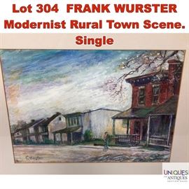 Lot 304 FRANK WURSTER Modernist Rural Town Scene. Single