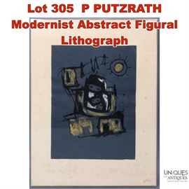Lot 305 P PUTZRATH Modernist Abstract Figural Lithograph