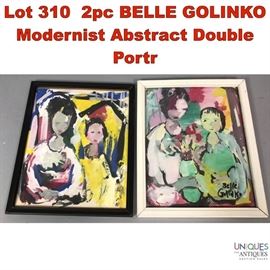 Lot 310 2pc BELLE GOLINKO Modernist Abstract Double Portr