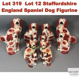 Lot 319 Lot 12 Staffordshire England Spaniel Dog Figurine
