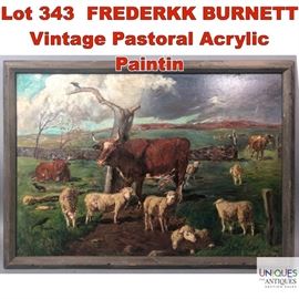 Lot 343 FREDERKK BURNETT Vintage Pastoral Acrylic Paintin