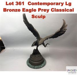 Lot 361 Contemporary Lg Bronze Eagle Prey Classical Sculp