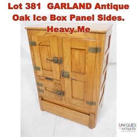 Lot 381 GARLAND Antique Oak Ice Box Panel Sides. Heavy Me