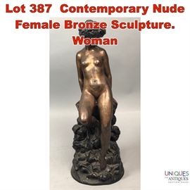 Lot 387 Contemporary Nude Female Bronze Sculpture. Woman