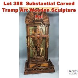 Lot 388 Substantial Carved Tramp Art Wooden Sculpture Fol