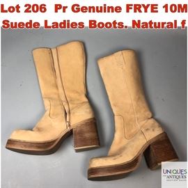 Lot 206 Pr Genuine FRYE 10M Suede Ladies Boots. Natural f