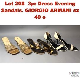 Lot 208 3pr Dress Evening Sandals. GIORGIO ARMANI sz 40 o