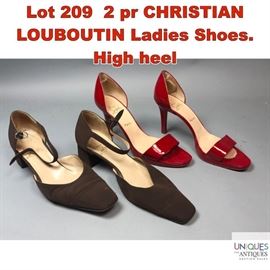 Lot 209 2 pr CHRISTIAN LOUBOUTIN Ladies Shoes. High heel