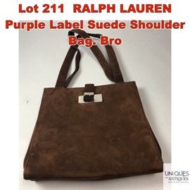 Lot 211 RALPH LAUREN Purple Label Suede Shoulder Bag. Bro
