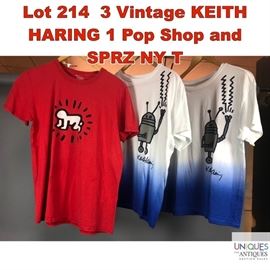 Lot 214 3 Vintage KEITH HARING 1 Pop Shop and SPRZ NY T