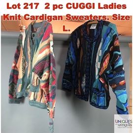 Lot 217 2 pc CUGGI Ladies Knit Cardigan Sweaters. Size L.