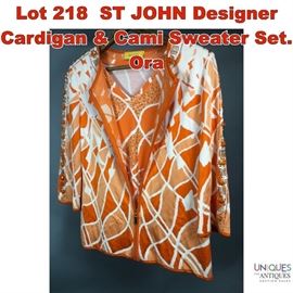 Lot 218 ST JOHN Designer Cardigan Cami Sweater Set. Ora