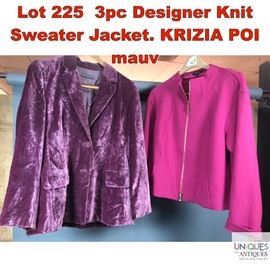 Lot 225 3pc Designer Knit Sweater Jacket. KRIZIA POI mauv